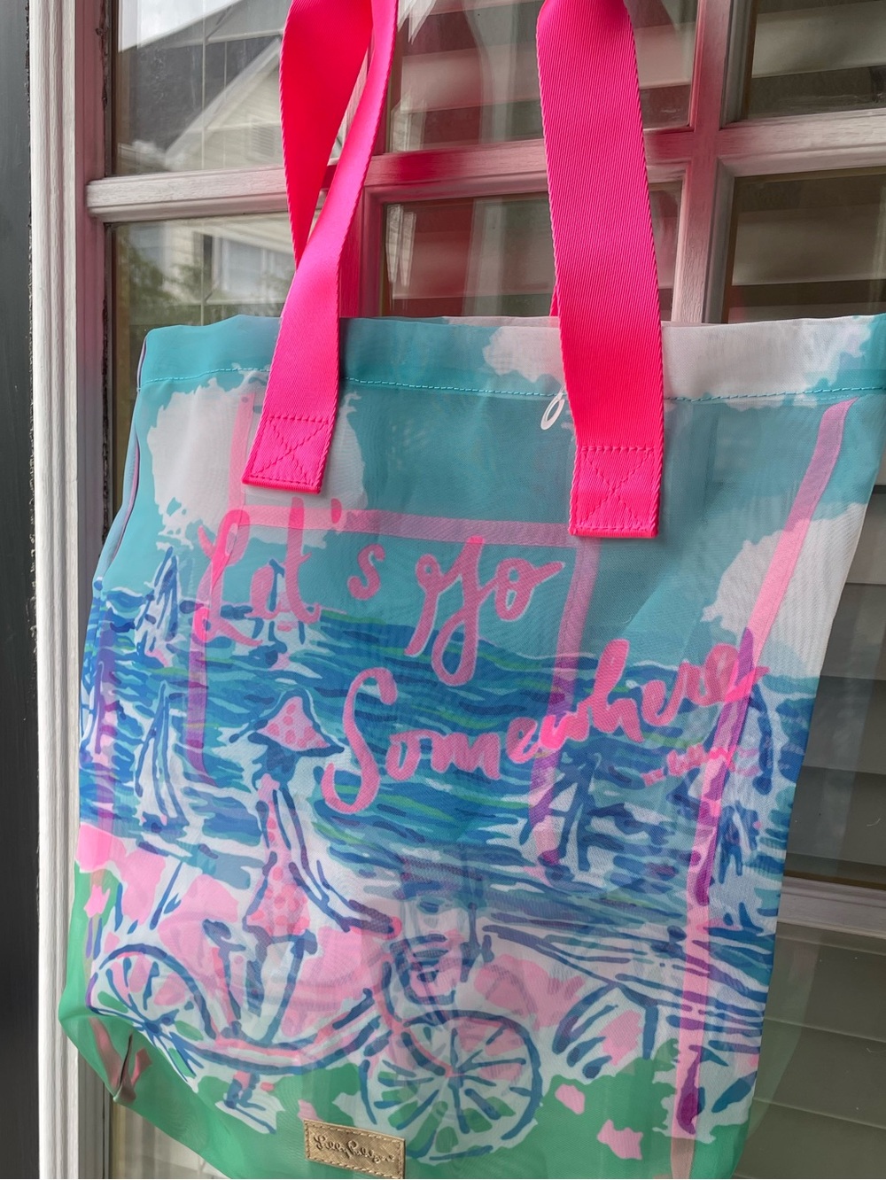 Lilly Pulitzer Let's Go Somewhere Mesh Shopper Tote Bag - Picture 4 of 5